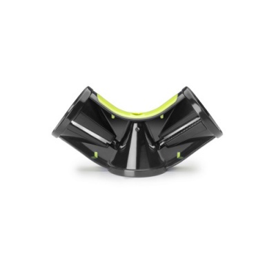 Acessório de fitness preto com detalhes verdes em fundo branco