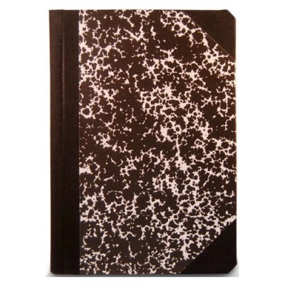 Caderno capa dura padrão marmoreado preto e branco com lombada preta