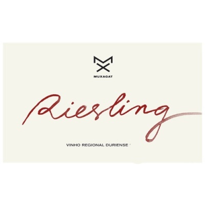 Etiqueta de vinho Riesling com texto e logótipo