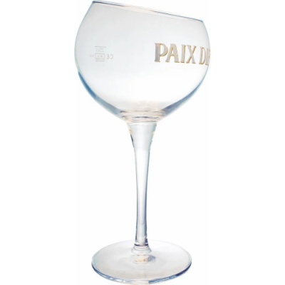 Taça de vidro transparente com letras douradas