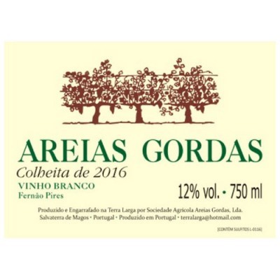 Etiqueta de vinho branco AREIAS GORDAS