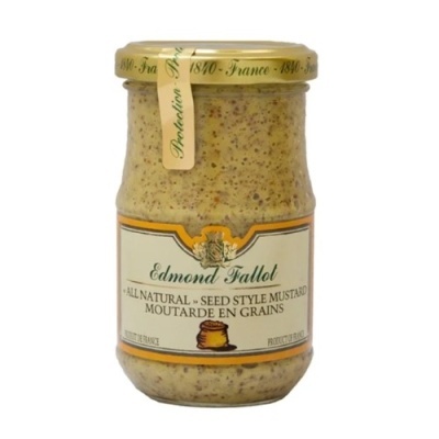 Frasco de vidro com mostarda em grão Edmond Fallot