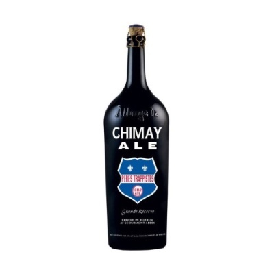 Garrafa preta de cerveja Chimay Ale Grand Reserve