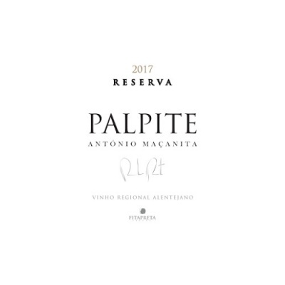 Rótulo de vinho branco com texto e assinatura manuscrita