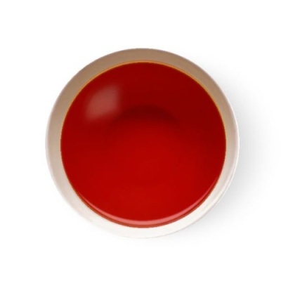 Prato redondo branco com interior vermelho