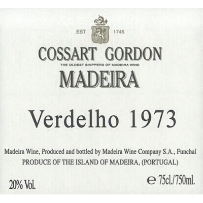 Etiqueta vinho Madeira Cossart Gordon Verdelho 1973