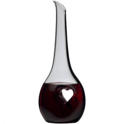 Garrafão de vidro para vinho com cavidade em forma de coração