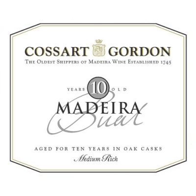 Etiqueta de vinho Madeira Cossart Gordon 10 anos envelhecido em carvalho
