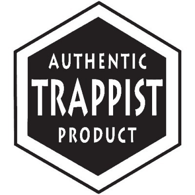 Logotipo hexagonal preto com texto AUTHENTIC TRAPPIST PRODUCT em branco