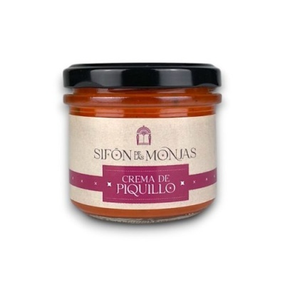 Frasco de vidro com creme de piquillo Sifón de las Monjas