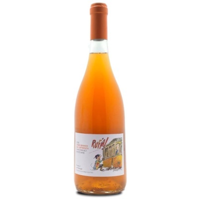 Garrafas de vinho rosé com rótulo ilustrado e cápsula laranja