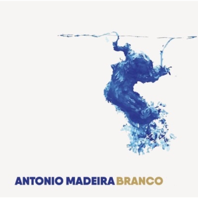 Capa de álbum com mancha azul na água e texto Antonio Madeira Branco