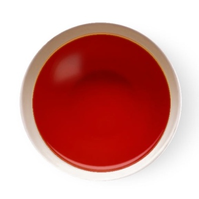 Prato raso branco com interior vermelho