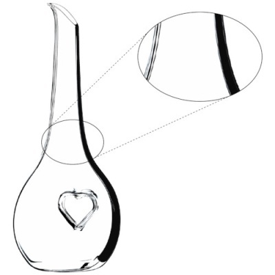 Garrafa de vidro transparente com detalhe em forma de coração