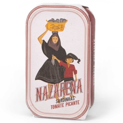 Lata de sardinhas NAZARENA com ilustração e texto