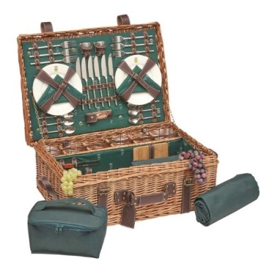 Conjunto de piquenique com cesto em vime e acessórios