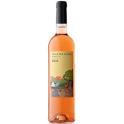 Garrafa de vinho rosé PALA DA LEBRE 2018 com rótulo colorido