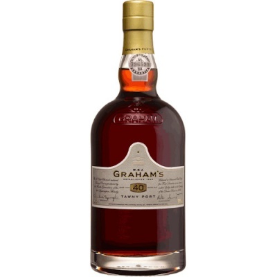 Garrafa de vinho do Porto Graham's Tawny Port 40 anos com tampa dourada