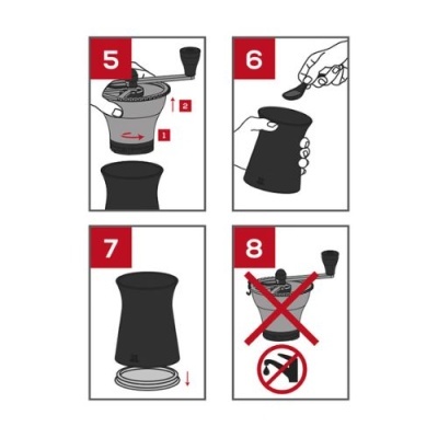 Instruções de uso para moedor de café manual preto