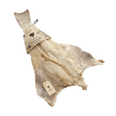 Pele de peixe seca com etiqueta vintage