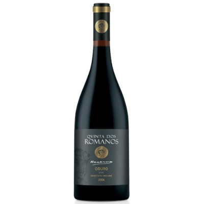 Garrafa de vinho tinto Reserva Douro QVINTA DOS ROMANOS com rótulo cinza escuro e selo dourado