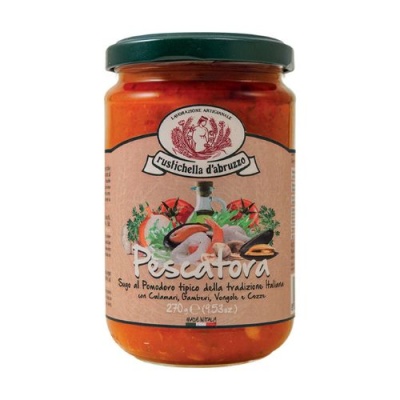 Frasco de molho italiano Pescatora com frutos do mar