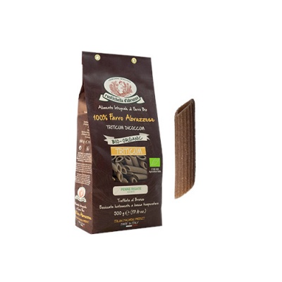 Pacote de massa tricolor bio-organic 100% Farro Abruzzese e massa penne rigate