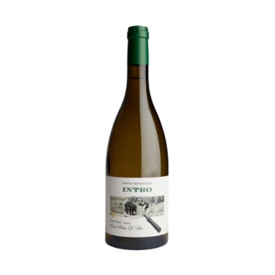 Garrafa de vinho branco com rótulo INTRO e DOURO DOC