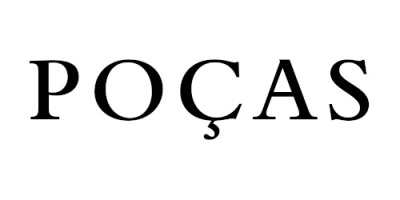 Logótipo POÇAS em letras pretas sobre fundo branco