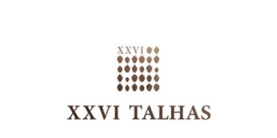 Logótipo XXVI TALHAS com pontos castanhos e texto