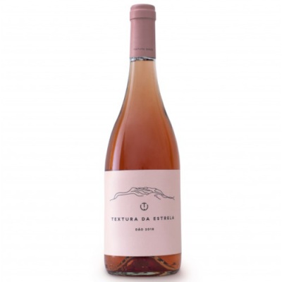Garrafa de vinho rosé TEXTURA DA ESTRELA DÃO 2019 com rótulo e tampa rosa