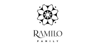 Logótipo Ramilo Family com padrão circular e texto