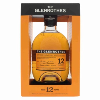 Garrafa The Glenrothes whisky 12 anos em caixa laranja