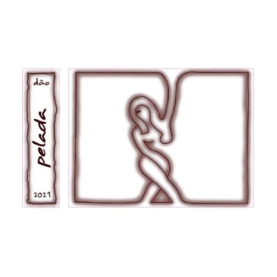 Etiquetas de vinho com figura feminina estilizada e texto