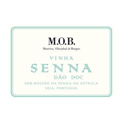 Etiqueta de vinho branco com texto em preto e verde claro sobre fundo branco