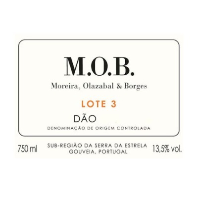 Etiqueta de vinho M.O.B. Lote 3 do Dão, 750 ml, 13,5% vol.