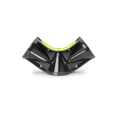 Acessório de fitness preto com detalhes verdes em fundo branco