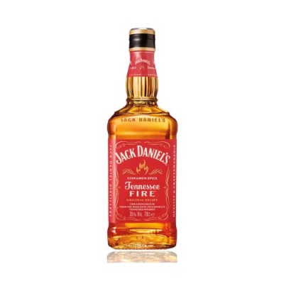 Garrafa de Jack Daniels Tennessee Fire com rótulo vermelho