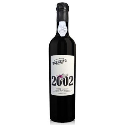 Garrafa de vinho tinto Barbeito Madeira 20-02 com rótulo branco