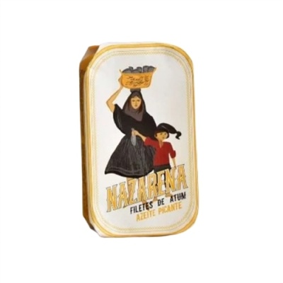 Lata metálica de filetes de atum Nazarena com azeite picante