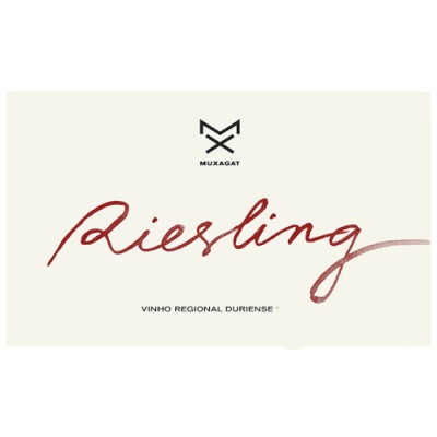 Etiqueta de vinho Riesling com texto e logótipo