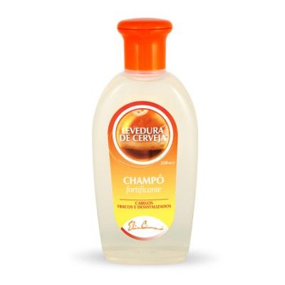 Frasco de champô fortificante Levedura de Cerveja com tampa laranja