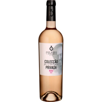 Garrafa de vinho rosé José Maria da Fonseca Colecção Privada Roxo Rosé com rótulo branco e tampa preta