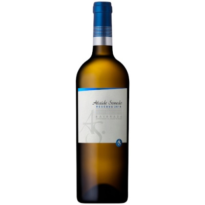 Garrafa de vinho branco Ataíde Senede Reserva 2014 com rótulo branco e azul