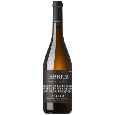 Garrafa de vinho Cabrita Native Grapes Arinto com rótulo preto