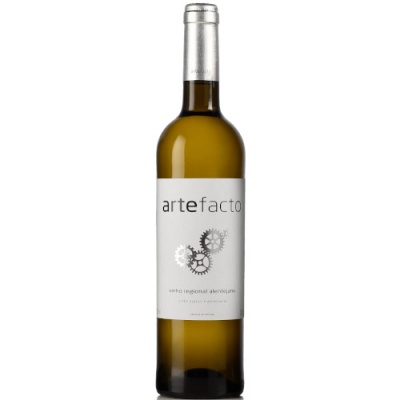 Garrafa de vinho branco Artefacto com rótulo branco e engrenagens cinzentas
