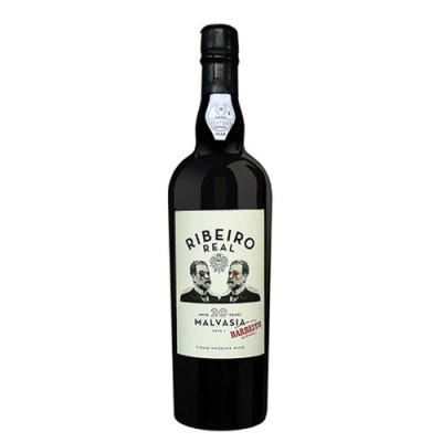 Garrafa de vinho tinto Ribeiro Real Malvasia Barbeito com rótulo branco