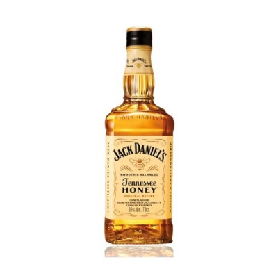Garrafa de Jack Daniels Tennessee Honey com rótulo creme