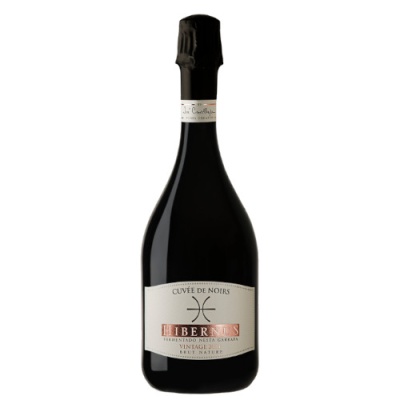 Garrafas de vinho espumante Hibernis Cuvée de Noirs embalagem preta