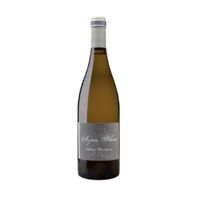 Garrafa de vinho Anjou Blanc com rótulo cinza